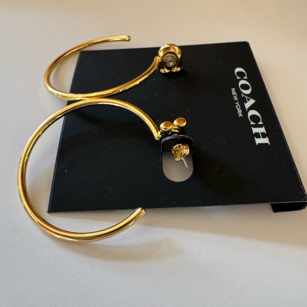 Coach Pave C Logo Hoop Earrings  - NWT - Picture 7 of 8